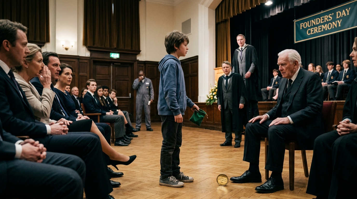 The Janitor’s Son Brought A Golden Medal To The School Ceremony. When The Trustee Read The Name On It, The Principal Turned Pale